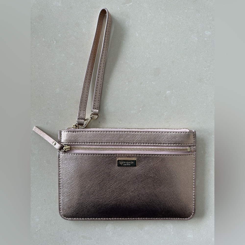 KATE SPADE - rose gold sparkly clutch